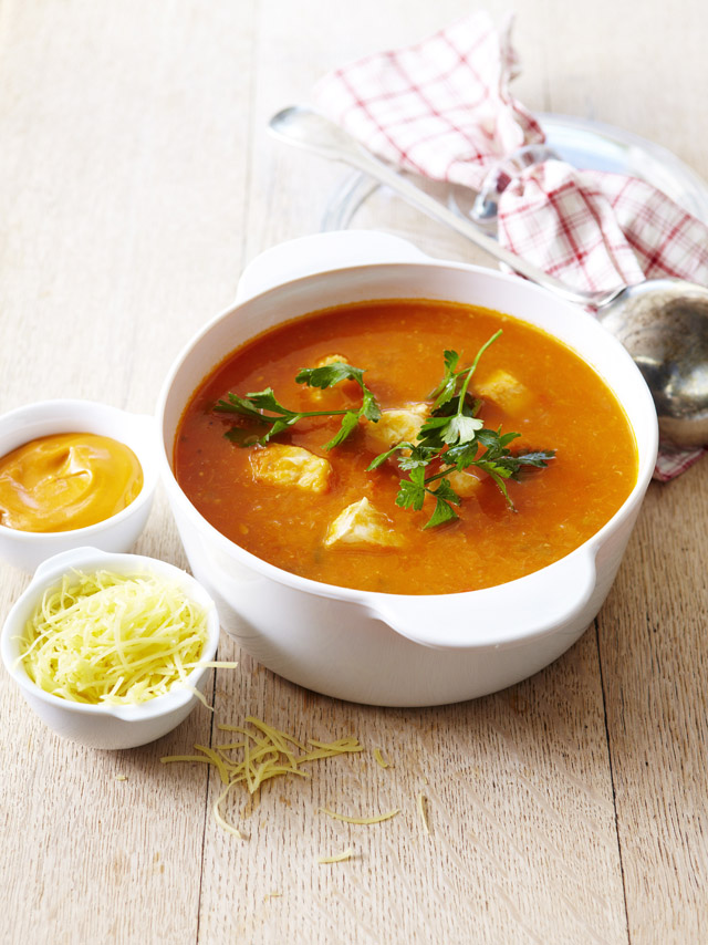 Soupe de poisson au Gruyère AOP suisse