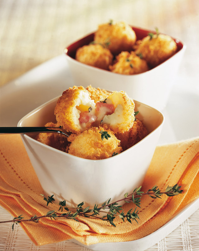 Croquettes de pommes de terre aux lardons et à l'Emmentaler