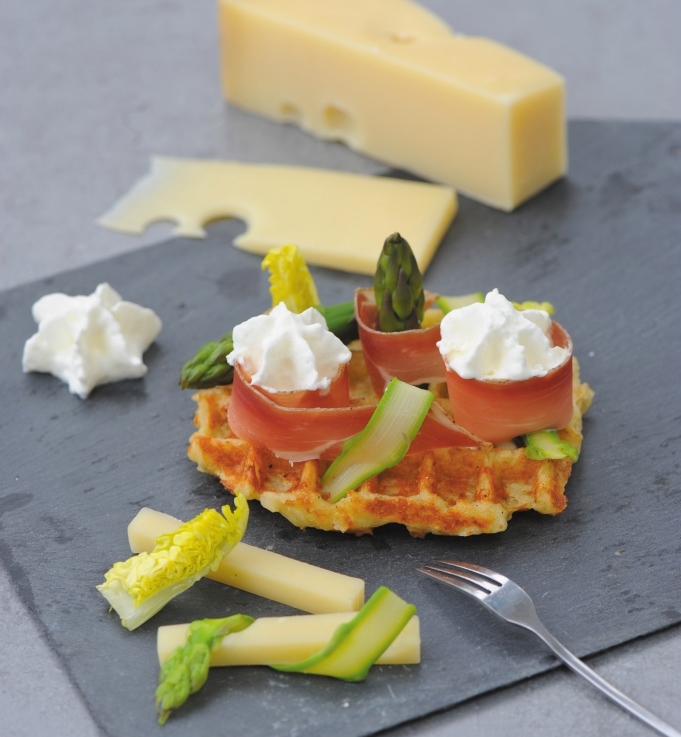 Gaufre de pommes de terre et sa crème d’Emmentaler AOCPsuisse à la noisette