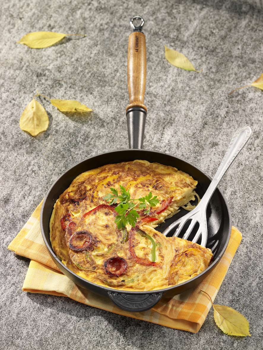 Pikante Spaghetti-Tortilla mit Le Gruyère AOP