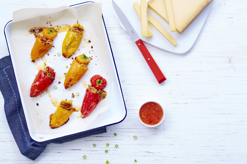 Gefüllte Mini-Paprikas mit Le Gruyère AOP Réserve