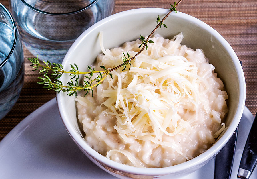 Tilsiter-Risotto mit Obst-Gemüse